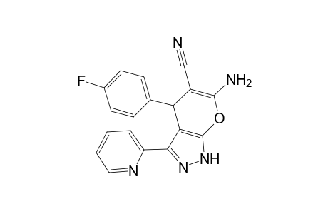 6-Amino-4-(4-fluorophenyl)-3-(2-pyridinyl)-2,4-dihydropyrano[2,3-c]pyrazole-5-carbonitrile