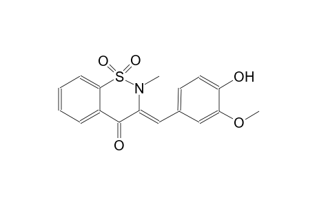 4H-1,2-benzothiazin-4-one, 2,3-dihydro-3-[(4-hydroxy-3-methoxyphenyl)methylene]-2-methyl-, 1,1-dioxide, (3Z)-