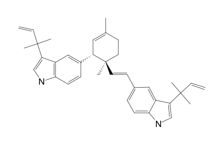 CAULINDOLE-C;(3,4-TRANS)-3-[3'-(1''',1'''-DIMETHYL-2'''-PROPENYL)-5'-INDOLYL]-1,4-DIMETHYL-4-[2-(3''-(1'''',1''''-DIMETHYL-2''''-PROPENYL)-5''-INDOLYL]-ETHYL-