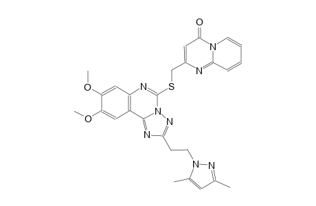 2-[({2-[2-(3,5-dimethyl-1H-pyrazol-1-yl)ethyl]-8,9-dimethoxy[1,2,4]triazolo[1,5-c]quinazolin-5-yl}sulfanyl)methyl]-4H-pyrido[1,2-a]pyrimidin-4-