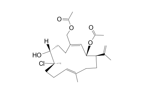 (-)-(1-R,2-S,7-R,8-R,3-E,11-E)-8-CHLORO-2,18-DIACETOXYCEMBRA-3,11,15-(17)-TRIEN-7-OL