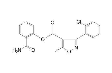 3-(o-chlorophenyl)-5-methyl-4-isoxazolecarboxylic acid, o-carbamoylphenyl ester