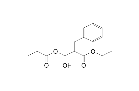 2-Benzyl-3-hydroxy-3-propionyloxypropionic acid, ethyl ester