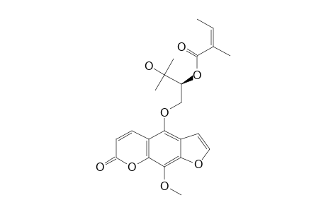 (S,Z)-3-Hydroxy-1-((9-methoxy-7-oxo-7H-furo[3,2-G]chromen-4-yl)oxy)-3-methylbutan-2-yl 2-methylbut-2-enoate