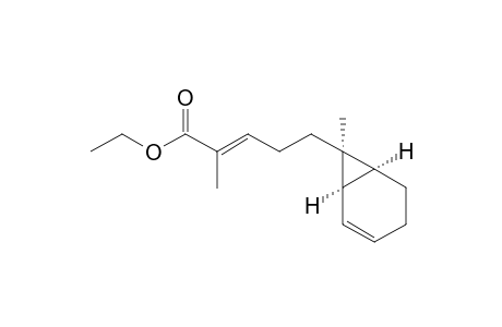 Ethyl (E)-2-methyl-5-[(1.alpha.,6.alpha.,7.alpha.)-7-methylbicyclo[4.1.0]hept-2-en-7-yl]-2-pentenoate