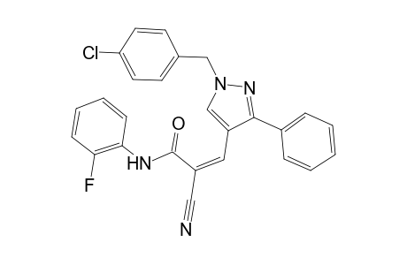 (2Z)-3-[1-(4-chlorobenzyl)-3-phenyl-1H-pyrazol-4-yl]-2-cyano-N-(2-fluorophenyl)-2-propenamide