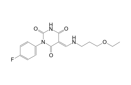 (5E)-5-{[(3-ethoxypropyl)amino]methylene}-1-(4-fluorophenyl)-2,4,6(1H,3H,5H)-pyrimidinetrione