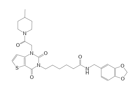 N-(1,3-benzodioxol-5-ylmethyl)-6-(1-[2-(4-methyl-1-piperidinyl)-2-oxoethyl]-2,4-dioxo-1,4-dihydrothieno[3,2-d]pyrimidin-3(2H)-yl)hexanamide