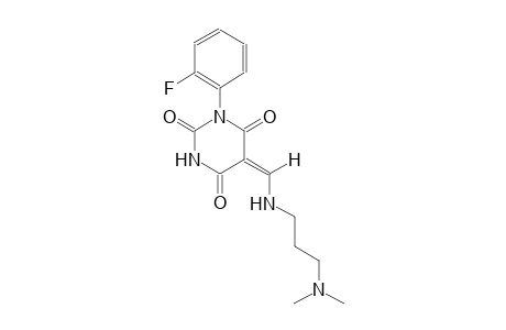 (5E)-5-({[3-(dimethylamino)propyl]amino}methylene)-1-(2-fluorophenyl)-2,4,6(1H,3H,5H)-pyrimidinetrione