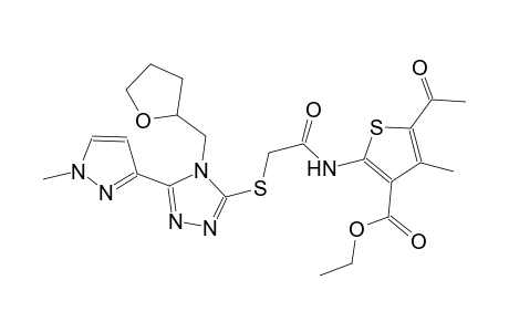 ethyl 5-acetyl-4-methyl-2-[({[5-(1-methyl-1H-pyrazol-3-yl)-4-(tetrahydro-2-furanylmethyl)-4H-1,2,4-triazol-3-yl]sulfanyl}acetyl)amino]-3-thiophenecarboxylate