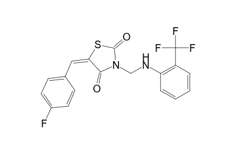 (5E)-5-(4-fluorobenzylidene)-3-[[2-(trifluoromethyl)anilino]methyl]thiazolidine-2,4-quinone