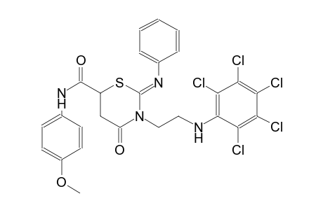 (2Z)-N-(4-methoxyphenyl)-4-oxo-3-[2-(2,3,4,5,6-pentachloroanilino)ethyl]-2-(phenylimino)tetrahydro-2H-1,3-thiazine-6-carboxamide