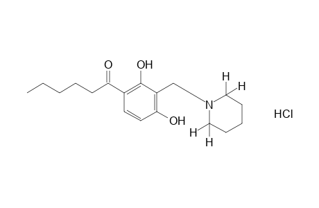 2',4'-dihydroxy-3'-(piperidinomethyl)hexanophenone, hydrochloride