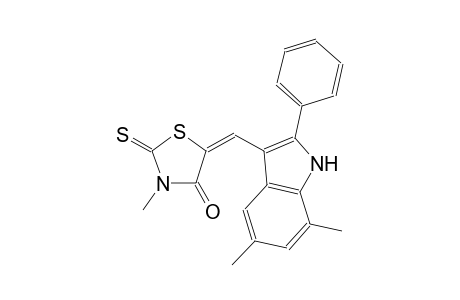 (5E)-5-[(5,7-dimethyl-2-phenyl-1H-indol-3-yl)methylene]-3-methyl-2-thioxo-1,3-thiazolidin-4-one