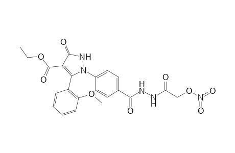 Ethyl-1-(4-(2-(2-(nitrooxy)acetyl)hydrazinecarbonyl)phenyl)-5-(2-methoxyphenyl)-3-oxo-2,3-dihydropyrazol-4-carboxylate