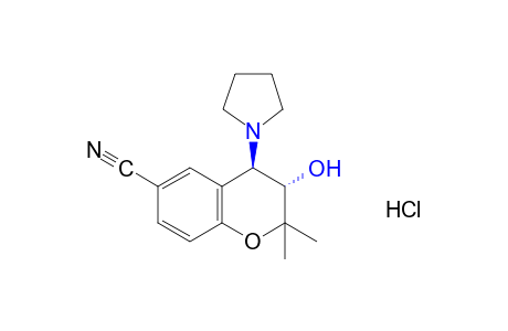 trans-2,2-dimethyl-3-hydroxy-4-(1-pyrrolidinyl)-6-chromancarbonitrile, hydrochloride