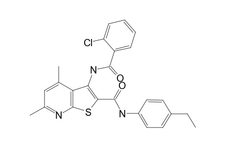 3-C-(2-chlorobenzene)-2-N-(4-ethylphenyl)-4,6-dimethylthieno[2,3-b]pyridine-2,3-diamido