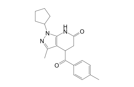 1-Cyclopentyl-3-methyl-4-(4-methylbenzoyl)-1,4,5,7-tetrahydro-6H-pyrazolo[3,4-b]pyridin-6-one