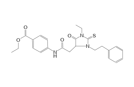 ethyl 4-({[1-ethyl-5-oxo-3-(2-phenylethyl)-2-thioxo-4-imidazolidinyl]acetyl}amino)benzoate