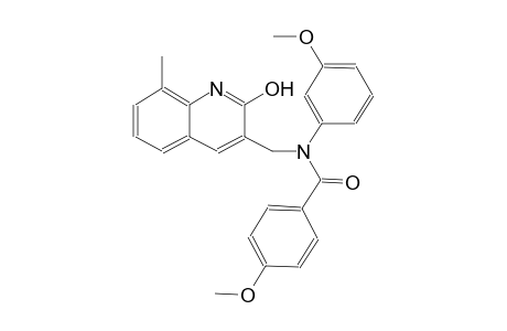 N-[(2-hydroxy-8-methyl-3-quinolinyl)methyl]-4-methoxy-N-(3-methoxyphenyl)benzamide