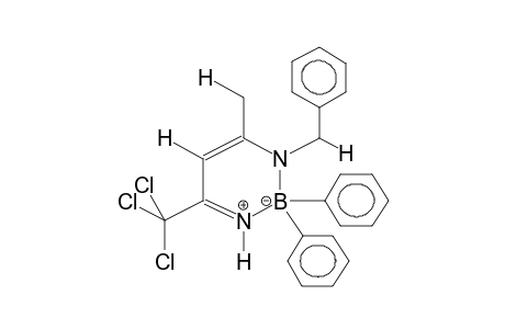 1-benzyl-6-methyl-2,2-diphenyl-4-(trichloromethyl)-2,3-dihydro-1,3,2-diazaborinin-1-ium-2-uide