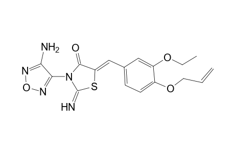 (5Z)-2-azanylidene-3-(4-azanyl-1,2,5-oxadiazol-3-yl)-5-[(3-ethoxy-4-prop-2-enoxy-phenyl)methylidene]-1,3-thiazolidin-4-one