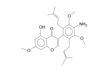 DIMETHYL-PISCERYTHRAMINE;4'-AMINO-5-HYDROXY-7,3',5'-TRIMETHOXY-2',6'-DI-(3,3-DIMETHYLALLYL)-ISOFLAVONE