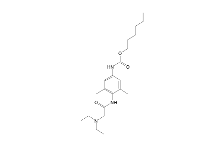 4-[2-(diethylamino)acetamido]-3,5-dimethylcarbanilic acid, hexyl ester