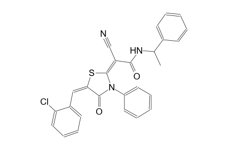 (2E)-2-[(5E)-5-(2-chlorobenzylidene)-4-oxo-3-phenyl-1,3-thiazolidin-2-ylidene]-2-cyano-N-(1-phenylethyl)ethanamide