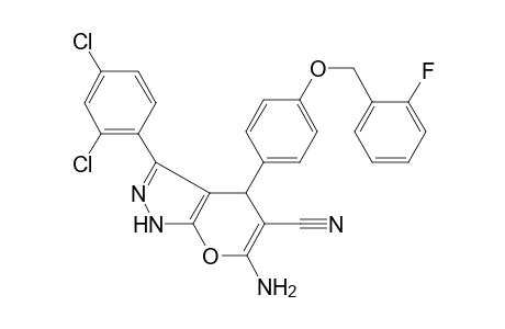 6-Amino-3-(2,4-dichlorophenyl)-4-[4-(2-fluorobenzyl)oxyphenyl]-2,4-dihydropyrano[2,3-c]pyrazole-5-carbonitrile