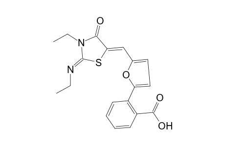 benzoic acid, 2-[5-[(Z)-[(2Z)-3-ethyl-2-[(Z)-ethylimino]-4-oxothiazolidinylidene]methyl]-2-furanyl]-