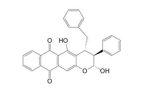 2H-Anthra[2,3-b]pyran-6,11-dione, 3,4-dihydro-2,5-dihydroxy-3-phenyl-4-(phenylmethyl)-, (2.alpha.,3.beta.,4.alpha.)-(.+-.)-