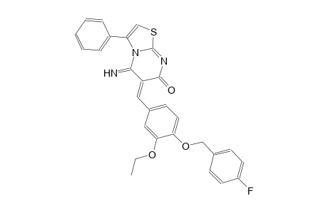 7H-thiazolo[3,2-a]pyrimidin-7-one, 6-[[3-ethoxy-4-[(4-fluorophenyl)methoxy]phenyl]methylene]-5,6-dihydro-5-imino-3-phenyl-, (6Z)-