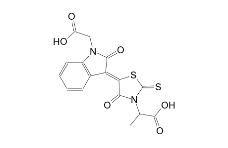 2-{(5Z)-5-[1-(carboxymethyl)-2-oxo-1,2-dihydro-3H-indol-3-ylidene]-4-oxo-2-thioxo-1,3-thiazolidin-3-yl}propanoic acid