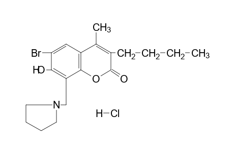 6-bromo-3-butyl-7-hydroxy-4-methyl-8-[(1-pyrrolidinyl)methyl]coumarin, hydrochloride