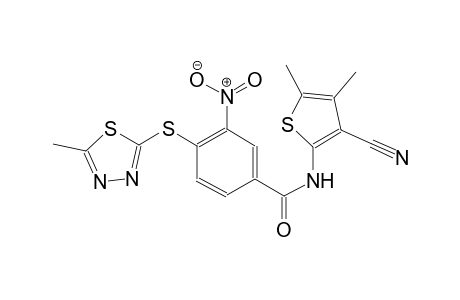 N-(3-cyano-4,5-dimethyl-2-thienyl)-4-[(5-methyl-1,3,4-thiadiazol-2-yl)sulfanyl]-3-nitrobenzamide