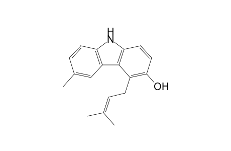 GLYCOMAURROL;6-METHYL-4-(3'-METHYLBUT-2'-ENYL)-CARBAZOL-3-OL