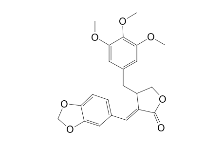 (E)-.alpha.-(3,4-Methylenedioxybenzylidene)-.beta.-(3,4,5-trimethoxybenzyl)-gamma.-butyrolactone