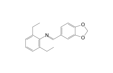 2,6-diethyl-N-piperonylideneaniline