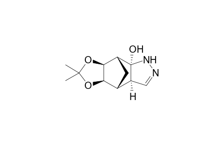 (+-)-(3aR*,4R*,5R*,6S*,7R*,7aR*)-7a-Hydroxy-5,6-(isopropylidenedioxy)-3a,4,5,6,7,7a-hexahydro-4,7-methano-1H-indazole