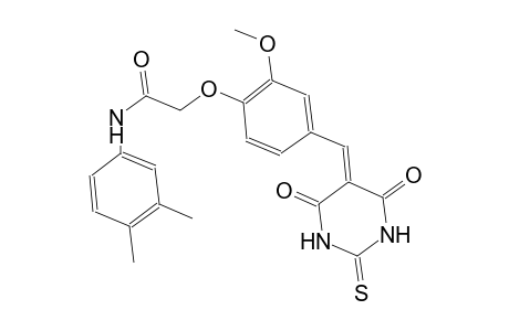 N-(3,4-dimethylphenyl)-2-{4-[(4,6-dioxo-2-thioxotetrahydro-5(2H)-pyrimidinylidene)methyl]-2-methoxyphenoxy}acetamide