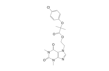 7-(2-hydroxyethyl)theophylline, 2-(p-chlorophenoxy)-2-methylpropionate