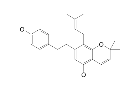 2,2-DIMETHYL-5-HYDROXY-7-[2-(4'-HYDROXYPHENYL)-ETHYL]-8-(3-METHYL-2-BUTENYL)-CHROMENE