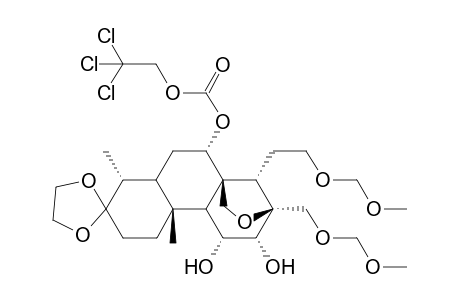 1,2,3,4,4a,5,6,8,8a,9,10-dodecahydro-3.alpha.,4.alpha.-dehydroxy1.alpha.[2-(methoxymethoxy)ethyl]-2.alpha.-((methoxymethoxy)methyl)-4b.beta.,8.alpha.-dimethyl-10.alpha.-[((2,2,2-trichlorothoxy)-carbonyl)oxy]-7H-2.beta.,10a.beta.-(epoxymethano)phenanthren-7-one 7-(ethylene acetal)
