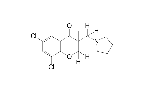 6,8-dichloro-3-methyl-3-[(1-pyrrolidinyl)methyl]-4-chromanone