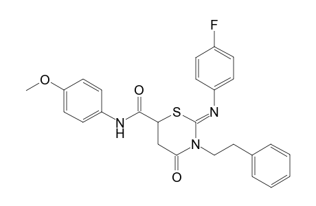 (2Z)-2-[(4-fluorophenyl)imino]-N-(4-methoxyphenyl)-4-oxo-3-(2-phenylethyl)tetrahydro-2H-1,3-thiazine-6-carboxamide