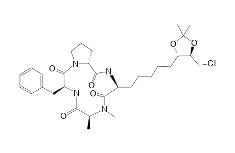 Cyclo[(2S)-amino-10-chloro-8(S),9(R)-isopropylideneswcanoyl)dimethylglycyl(S)-phenylalanyl(R)-prolyl]