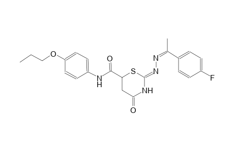 (2Z)-2-{(2Z)-2-[1-(4-fluorophenyl)ethylidene]hydrazono}-4-oxo-N-(4-propoxyphenyl)-1,3-thiazinane-6-carboxamide