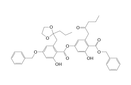 Benzoic acid, 2-hydroxy-4-[[2-hydroxy-4-(phenylmethoxy)-6-[(2-propyl-1,3-dioxolan-2-yl)methyl]benzoyl]oxy]-6-(2-oxopentyl)-, phenylmethyl ester