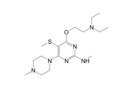 4-[2-(diethylamino)ethoxy]-2-(methylamino)-6-(4-methyl-1-piperazinyl)-5-(methylthio) pyrimidine